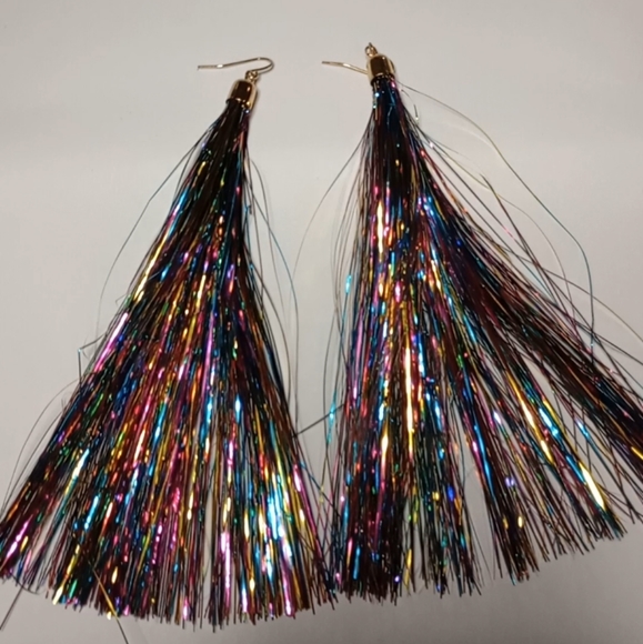 COLORFUL TINSEL EARRINGS - Picture 7 of 8